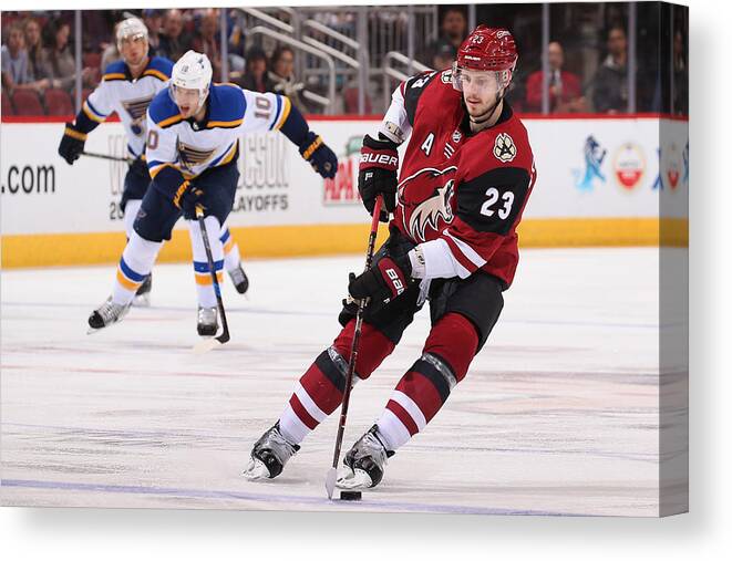 Sport Canvas Print featuring the photograph St Louis Blues v Arizona Coyotes #2 by Christian Petersen