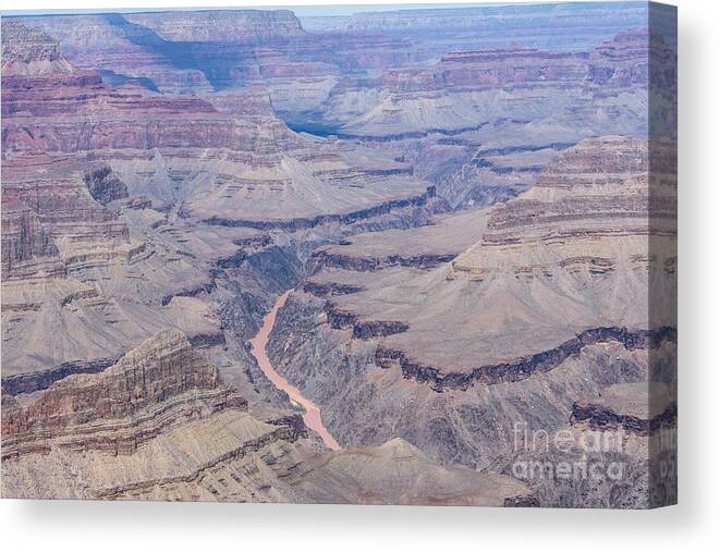 The Grand Canyon And Colorado River Canvas Print featuring the digital art The Grand Canyon and Colorado River by Tammy Keyes
