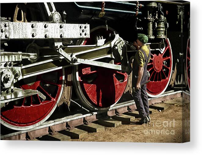 Trains Canvas Print featuring the photograph The Mechanic #3 by Franchi Torres