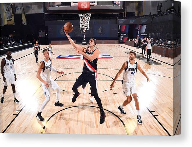 Nba Pro Basketball Canvas Print featuring the photograph Zach Collins by Garrett Ellwood