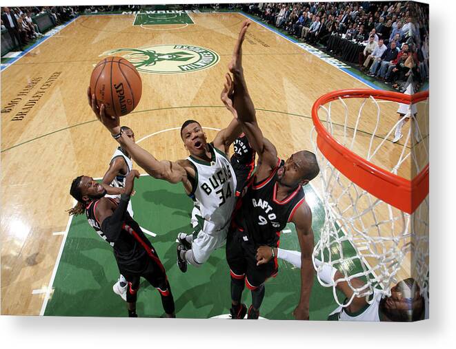 Playoffs Canvas Print featuring the photograph Giannis Antetokounmpo by Gary Dineen