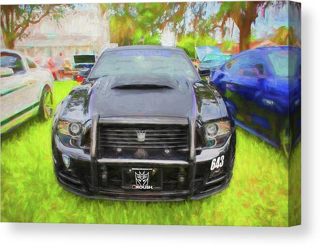 2013 Black Ford Roush Stage 3 Mustang Rs3 Canvas Print featuring the photograph 2013 Ford Roush Stage 3 Mustang RS3 X204 by Rich Franco