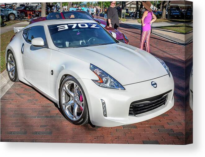 2017 White Nissan Coupe 370z Canvas Print featuring the photograph 2017 White Nissan 370Z Coupe X114 by Rich Franco