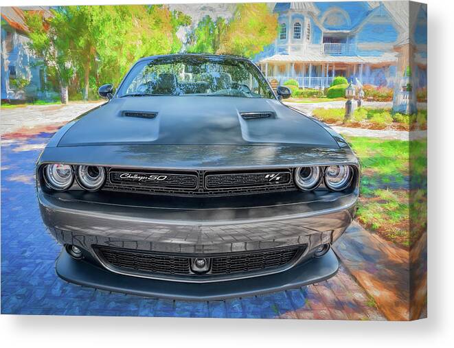 2020 Dodge Challenger Hemi 50th Anniversary Rt Shaker Convertible Canvas Print featuring the photograph 2020 Dodge Challenger Hemi 50th Anniversary RT Shaker Convertible X127 by Rich Franco
