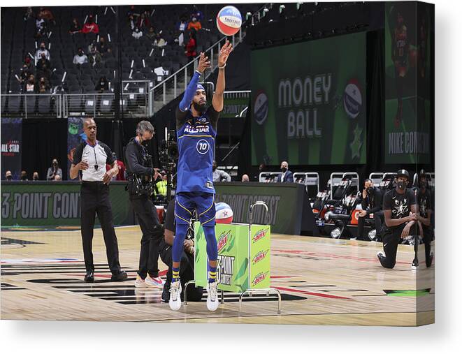 Mike Conley Canvas Print featuring the photograph 2021 NBA All-Star - MTN DEW 3-Point Contest by Nathaniel S. Butler