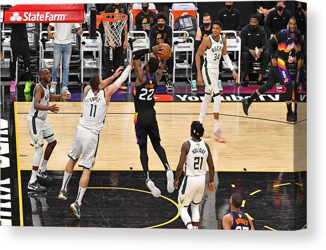 Playoffs Canvas Print featuring the photograph 2021 NBA Finals - Milwaukee Bucks v Phoenix Suns by Jesse D. Garrabrant