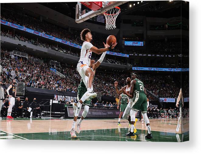 Cameron Johnson Canvas Print featuring the photograph 2021 NBA Finals - Phoenix Suns v Milwaukee Bucks by Nathaniel S. Butler