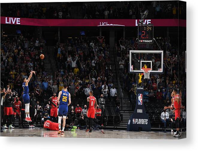 Playoffs Canvas Print featuring the photograph 2021 NBA Playoffs - Portland Trail Blazers v Denver Nuggets by Garrett Ellwood
