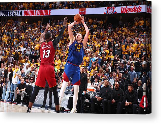 Nba Pro Basketball Canvas Print featuring the photograph 2023 NBA Finals - Miami Heat v Denver Nuggets by Nathaniel S. Butler