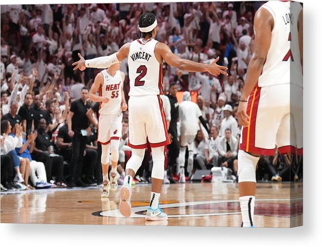 Playoffs Canvas Print featuring the photograph 2023 NBA Playoffs - Boston Celtics v Miami Heat by Jesse D. Garrabrant