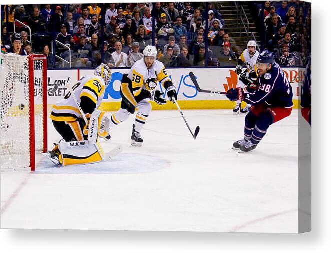 People Canvas Print featuring the photograph Pittsburgh Penguins v Columbus Blue Jackets #21 by Kirk Irwin