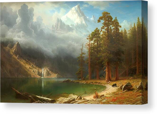 Mount Canvas Print featuring the painting Mount Corcoran by Albert Bierstadt by Mango Art