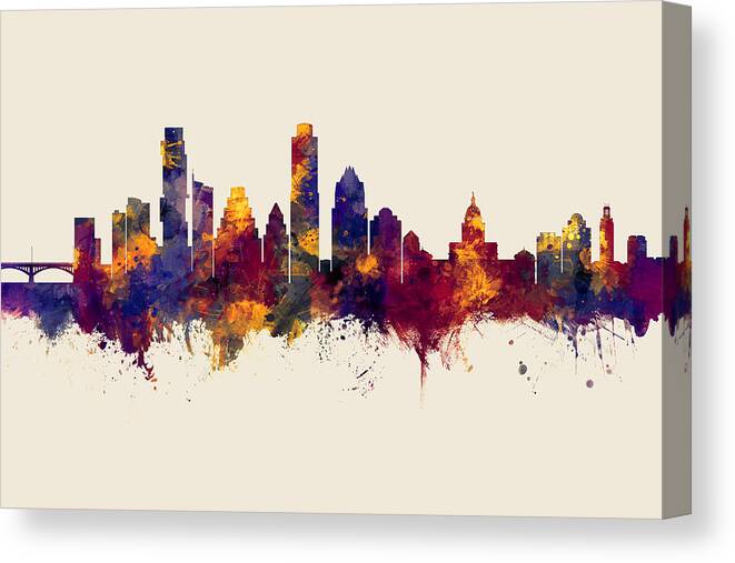 Austin Canvas Print featuring the digital art Austin Texas Skyline #29 by Michael Tompsett