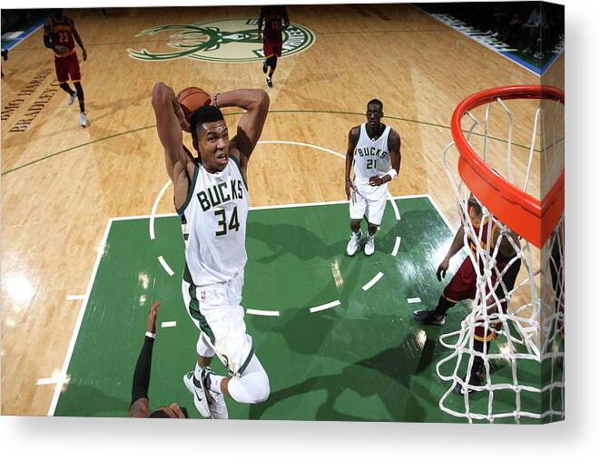 Nba Pro Basketball Canvas Print featuring the photograph Giannis Antetokounmpo by Gary Dineen