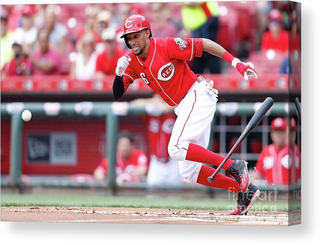 Great American Ball Park Canvas Print featuring the photograph Billy Hamilton #3 by Joe Robbins