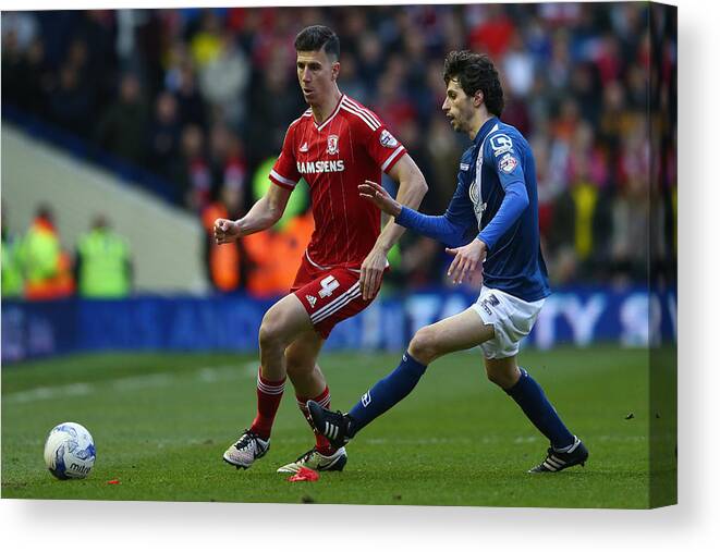 England Canvas Print featuring the photograph Birmingham City v Middlesbrough - Sky Bet Championship #3 by Michael Steele
