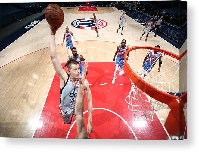 Moritz Wagner Canvas Print featuring the photograph Brooklyn Nets v Washington Wizards #3 by Ned Dishman