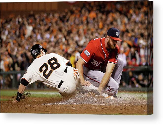 San Francisco Canvas Print featuring the photograph Buster Posey #3 by Ezra Shaw