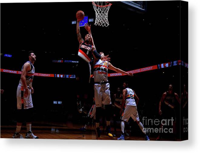Nba Pro Basketball Canvas Print featuring the photograph Damian Lillard by Bart Young