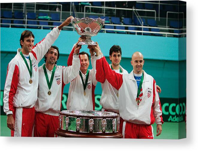 Playoffs Canvas Print featuring the photograph Davis Cup by BNP Paribas - World Group Final: Slovakia v Croatia #3 by Phil Cole