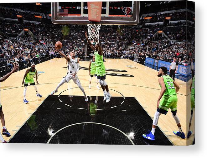 Dejounte Murray Canvas Print featuring the photograph Dejounte Murray by Michael Gonzales