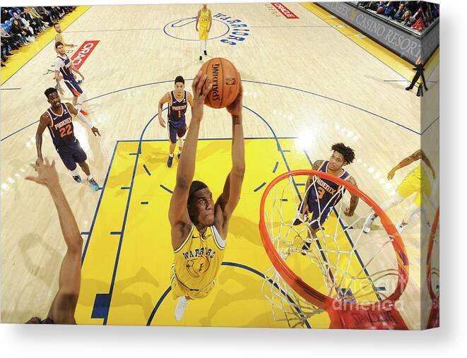 Nba Pro Basketball Canvas Print featuring the photograph Kevon Looney by Noah Graham