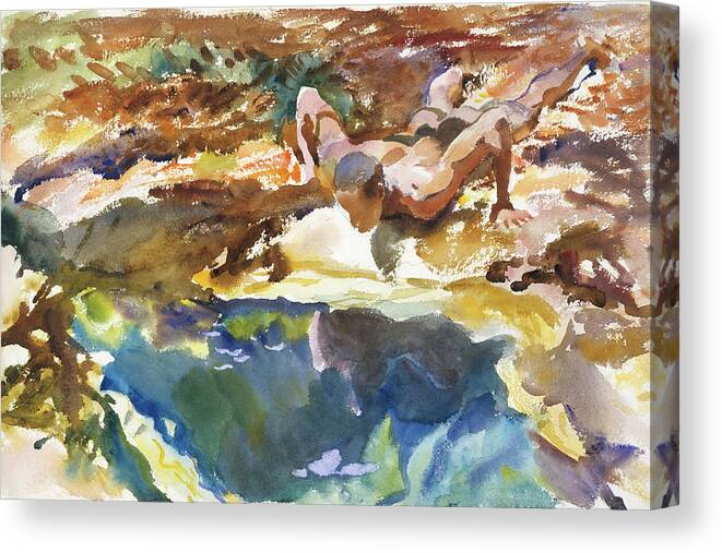Figurative Canvas Print featuring the painting Man and Pool, Florida #5 by John Singer Sargent
