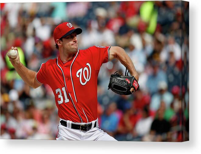 People Canvas Print featuring the photograph Max Scherzer by Rob Carr