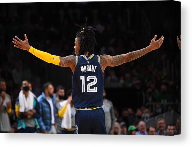 Ja Morant Canvas Print featuring the photograph Memphis Grizzlies v Boston Celtics #3 by Brian Babineau