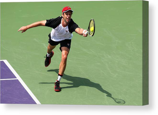 Round Four Canvas Print featuring the photograph Miami Open - Day 9 #3 by Clive Brunskill