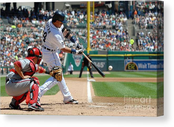 American League Baseball Canvas Print featuring the photograph Miguel Cabrera by Mark Cunningham