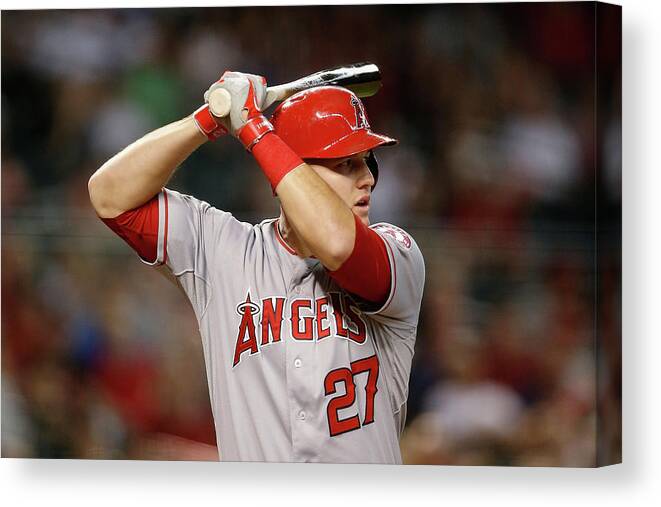 People Canvas Print featuring the photograph Mike Trout by Christian Petersen