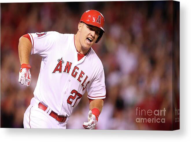 Ninth Inning Canvas Print featuring the photograph Mike Trout by Stephen Dunn