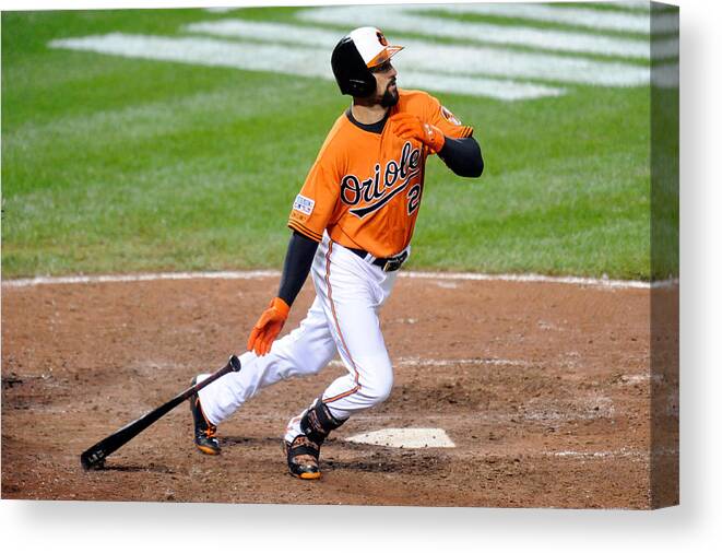 Sports Ball Canvas Print featuring the photograph Nick Markakis by Mitchell Layton