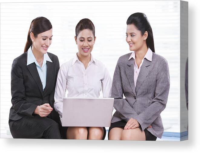 Working Canvas Print featuring the photograph Portrait of young business women #3 by Sudipta Halder