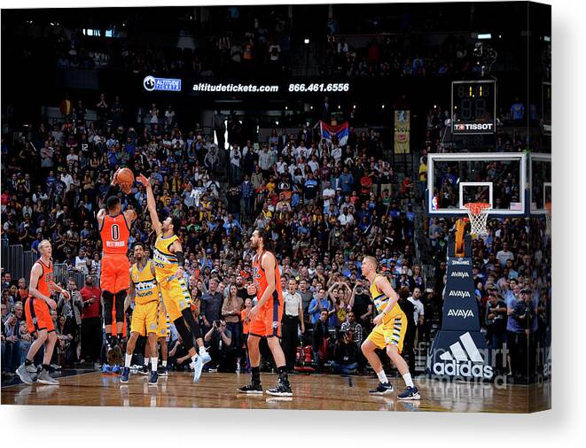 Russell Westbrook Canvas Print featuring the photograph Russell Westbrook by Bart Young