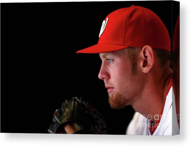 Media Day Canvas Print featuring the photograph Stephen Strasburg by Mike Ehrmann