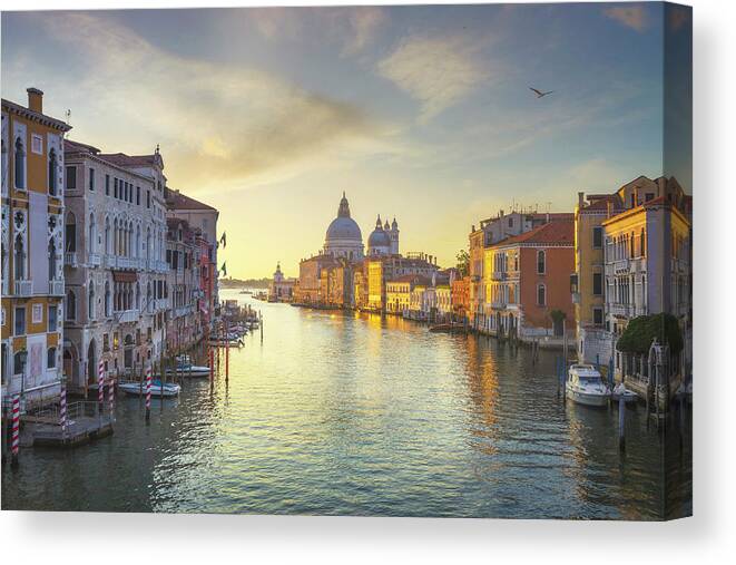 Venice Canvas Print featuring the photograph Venice grand canal, Santa Maria della Salute church by Stefano Orazzini