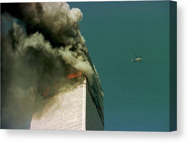 Suicide Canvas Print featuring the photograph World Trade Center Attacked By Terrorists by Thomas Nilsson