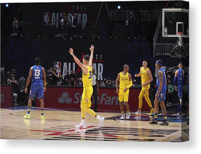 Stephen Curry Canvas Print featuring the photograph Stephen Curry #34 by Nathaniel S. Butler