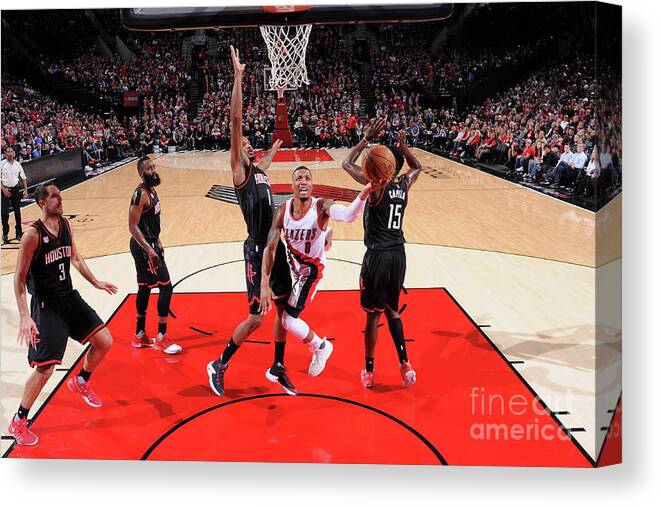Nba Pro Basketball Canvas Print featuring the photograph Damian Lillard by Sam Forencich