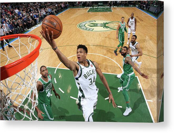 Nba Pro Basketball Canvas Print featuring the photograph Giannis Antetokounmpo by Gary Dineen