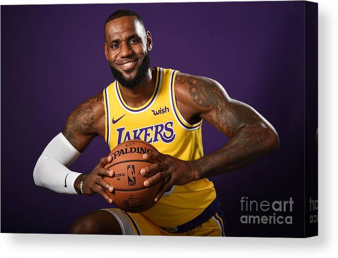 Media Day Canvas Print featuring the photograph Lebron James by Andrew D. Bernstein