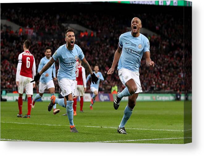 People Canvas Print featuring the photograph Arsenal v Manchester City - Carabao Cup Final #4 by Catherine Ivill