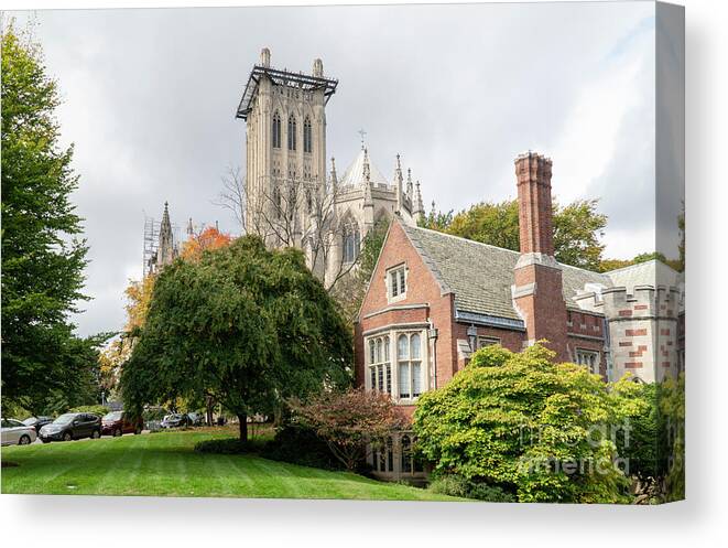 Christian Canvas Print featuring the photograph At Washington National Cathedral in Washington, DC, USA, repairs #4 by William Kuta