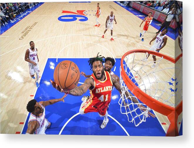 Nba Pro Basketball Canvas Print featuring the photograph Atlanta Hawks v Philadelphia 76ers #4 by Jesse D. Garrabrant