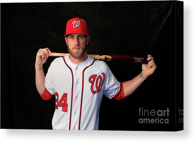 Media Day Canvas Print featuring the photograph Bryce Harper by Rob Carr
