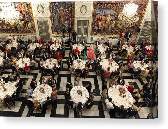 Event Canvas Print featuring the photograph Crown Prince Frederik of Denmark Holds Gala Banquet At Christiansborg Palace #4 by Ole Jensen