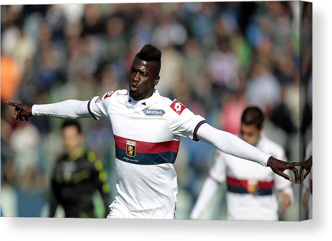 People Canvas Print featuring the photograph Empoli FC v Genoa CFC - Serie A #4 by Gabriele Maltinti