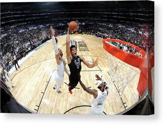 Nba Pro Basketball Canvas Print featuring the photograph Giannis Antetokounmpo by Andrew D. Bernstein